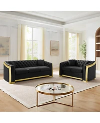Streamdale Furniture Mid-Century Velvet 2-Piece Couch Set
