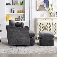 Streamdale Furniture Swivel Accent Chair with Ottoman and 3 Pillows