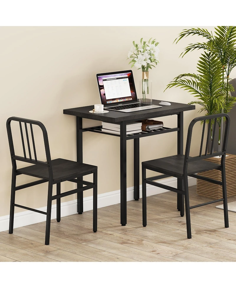 Slickblue 3 Piece Dining Table Set with Rectangular and 2 Chairs