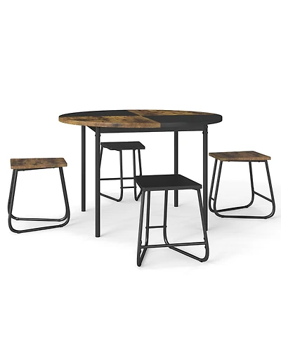 Slickblue 5 Piece Dining Table Set for 4 Round 47 Inch with Stool Seating