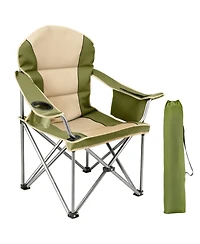 Yiortwo Oversized Camping Chair with Cooler Bag, Padded Folding Outdoor