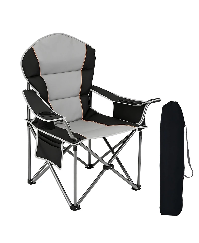 Yiortwo Oversized Camping Chair with Cooler Bag, Padded Folding Outdoor