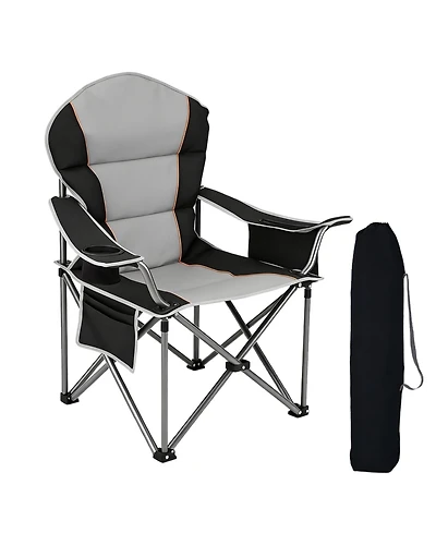 Yiortwo Oversized Camping Chair with Cooler Bag, Padded Folding Outdoor