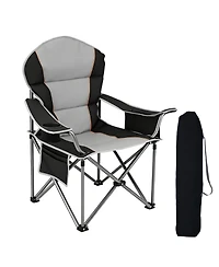 Yiortwo Oversized Camping Chair with Cooler Bag, Padded Folding Outdoor
