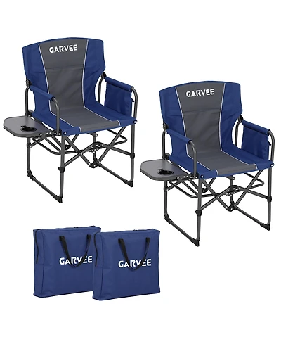 gaomon 2 Piece Portable Outdoor Camping Chair, Aluminum Folding Director Chair with Side Pocket