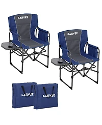 gaomon 2 Piece Portable Outdoor Camping Chair, Aluminum Folding Director Chair with Side Pocket