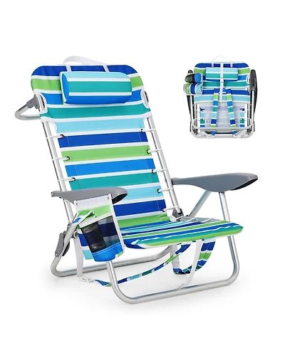 gaomon 1 Piece 5-Position Reclining Portable Folding Lounge Backpack Beach Chair for Outdoor, Travel