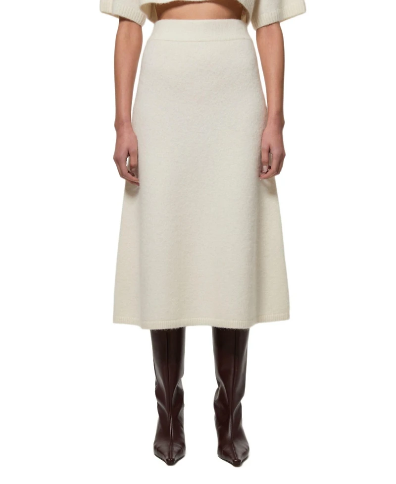 Karen Millen Women's Alpaca Wool Fluffy Full Knit Skirt