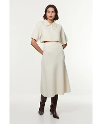 Karen Millen Women's Alpaca Wool Fluffy Full Knit Skirt