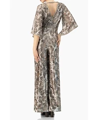 Ivonne Women's Sequin Wide Leg V-Neck Jumpsuit