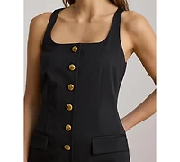 Lauren Ralph Button-Trim Faille Cocktail Dress