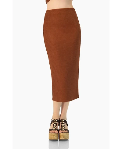 Ivonne Women's Textured Knit Midi Skirt with Back Slit