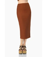 Ivonne Women's Textured Knit Midi Skirt with Back Slit