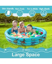 Gnuadz Dinosaur Inflatable Pool 3 Rings Round Ball Pit Toys