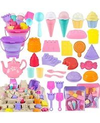 Gnuadz Collapsible Beach Toys Sand Bucket Shovels Set Castle Mesh Bag
