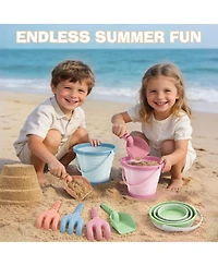 Gnuadz Beach Sand Buckets Shovels Rakes Mesh Bag Sandcastle Kit