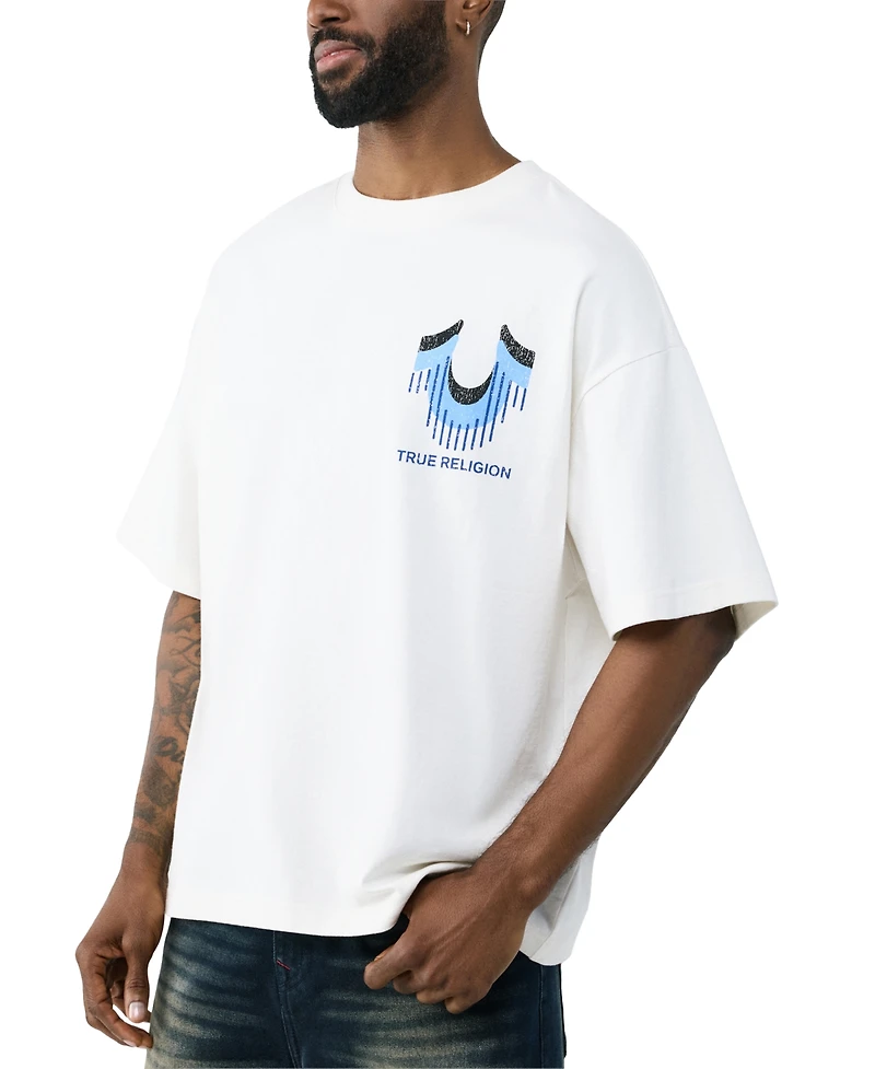 True Religion Men's Retro Logo Oversized Short-Sleeve T-Shirt