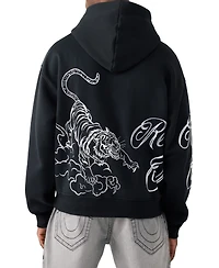 True Religion Men's Tiger Script Boxy Hoodie