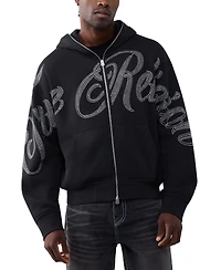 True Religion Men's Crystal Script Boxy Full-Zip Hoodie