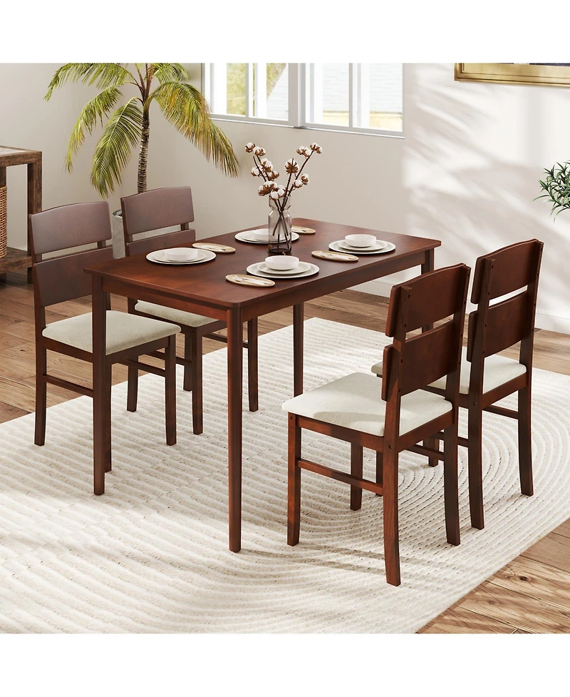 Slickblue 5 Piece Kitchen Table Set for 4 with Curved Backrest Chairs