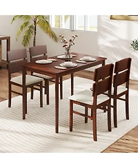 Slickblue 5 Piece Kitchen Table Set for 4 with Curved Backrest Chairs