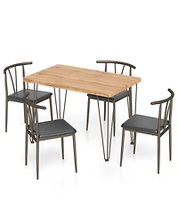 Slickblue 5 Piece Kitchen Table Set Industrial Design with Benches and Stools
