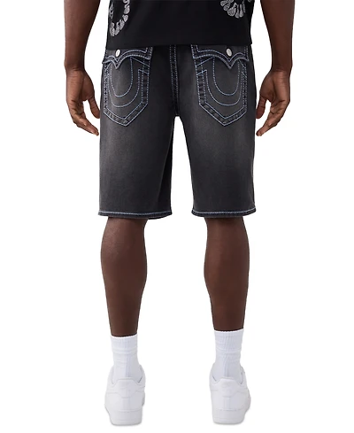 True Religion Men's Baggy Big T Flap Denim Shorts