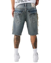 True Religion Men's Baggy Destroyed Flap Denim Shorts