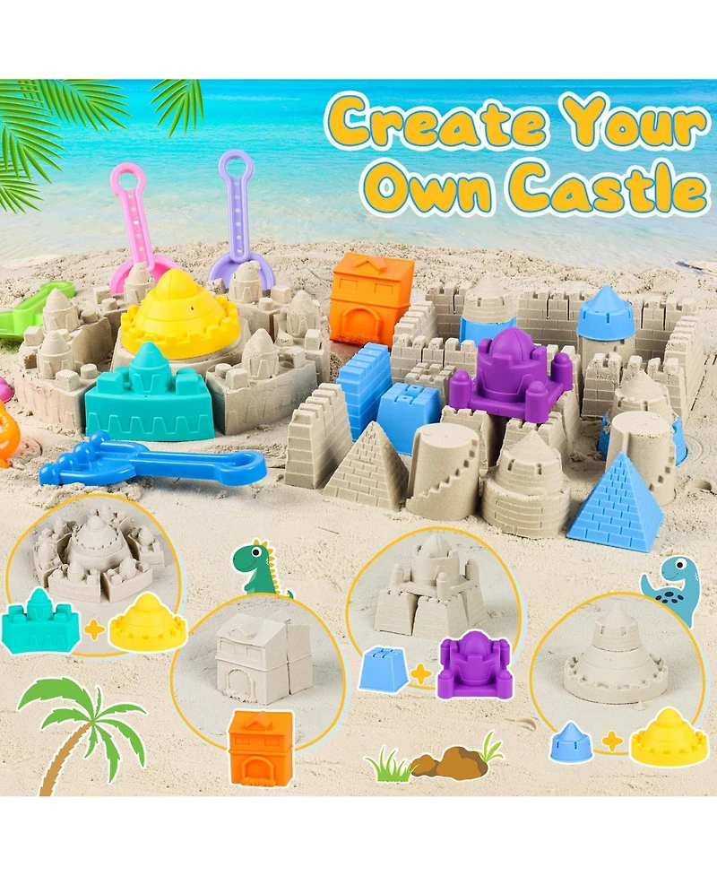 Gnuadz 27-piece Beach Sand Castle Building Kit Buckets Shovels Molds Mesh Bag