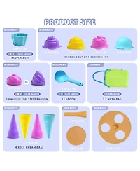Gnuadz 14-piece Beach Toys Ice Cream Sand Molds Shovels Mesh Bag