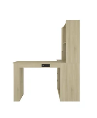 Streamdale Furniture L-Shaped Desk with Charger, Drawers, Bookshelf