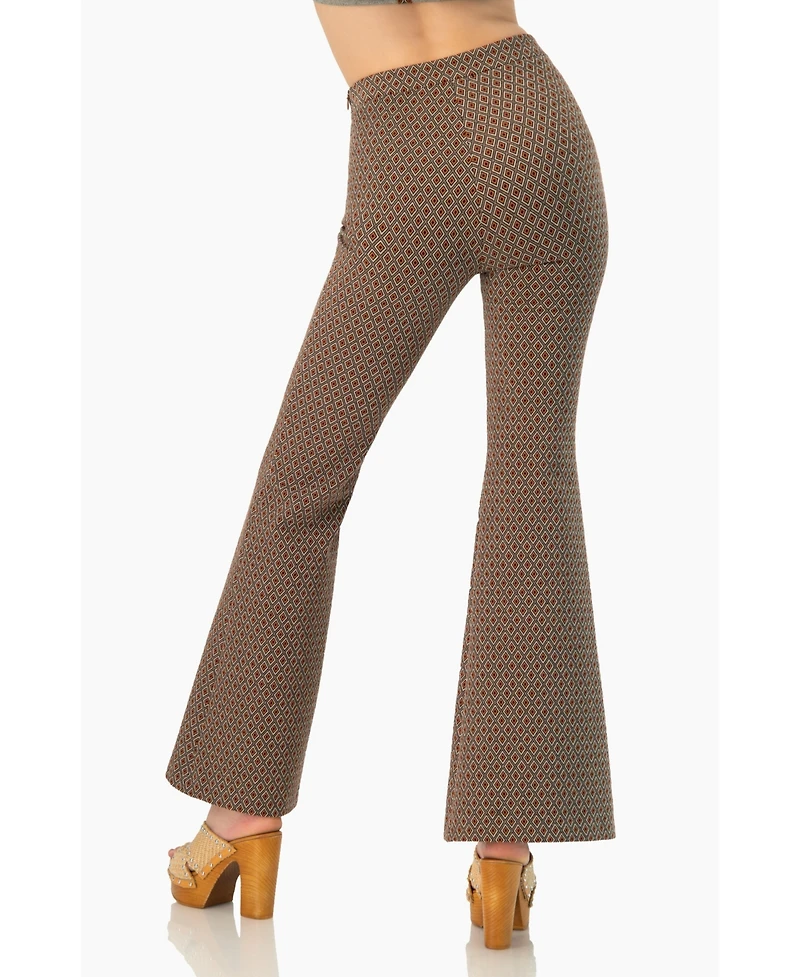 Ivonne Women's Geometric Jacquard Flared Pants