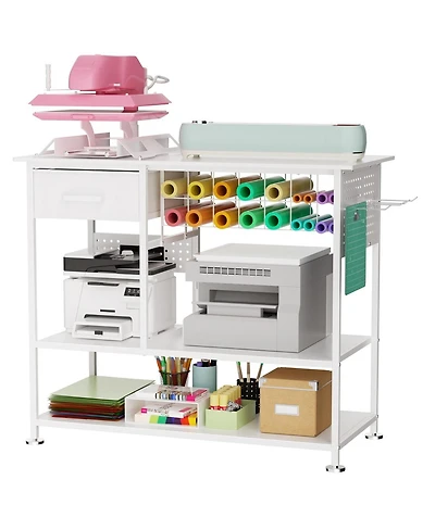 Streamdale Furniture Movable Heat Press Cart with Storage and Drawer