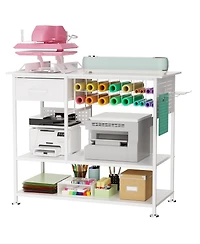 Streamdale Furniture Movable Heat Press Cart with Storage and Drawer