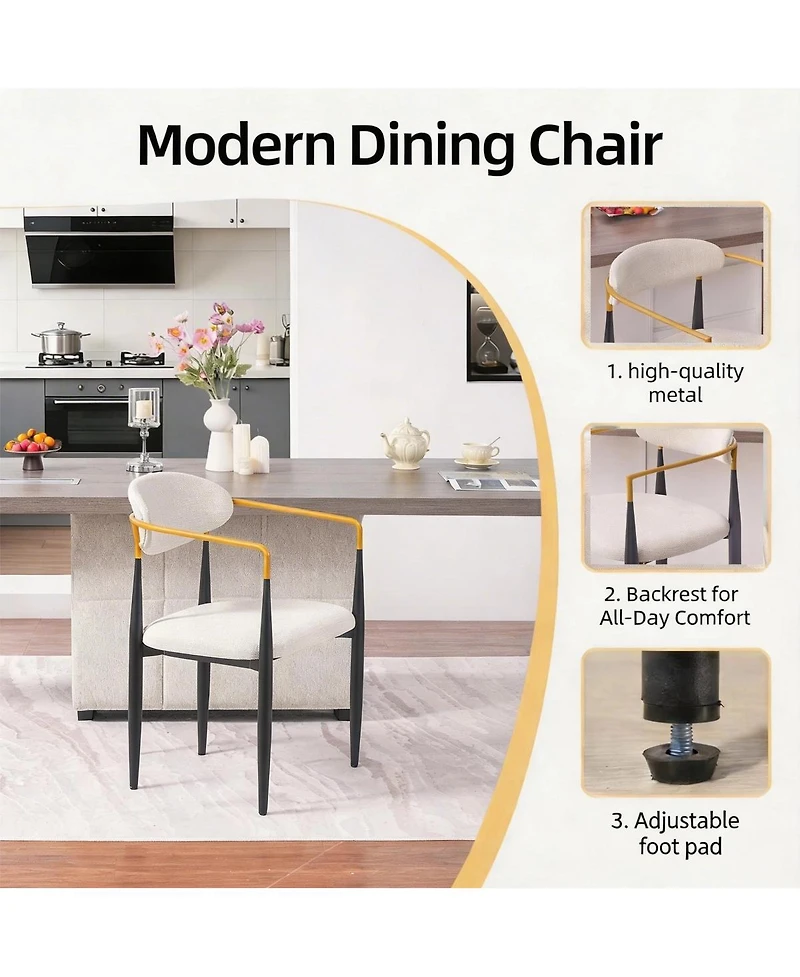 Streamdale Furniture Set of 2 Upholstered Dining Chairs with Accents