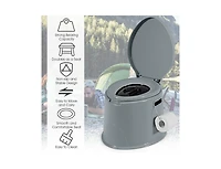 Lucky One 5L Portable Travel Toilet with Paper Holder, Compact Camping Toilet