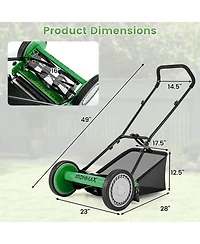 Costway Push Lawn Mower with 5-Blade 6.9 Gallon Removable Grass Catcher for Garden