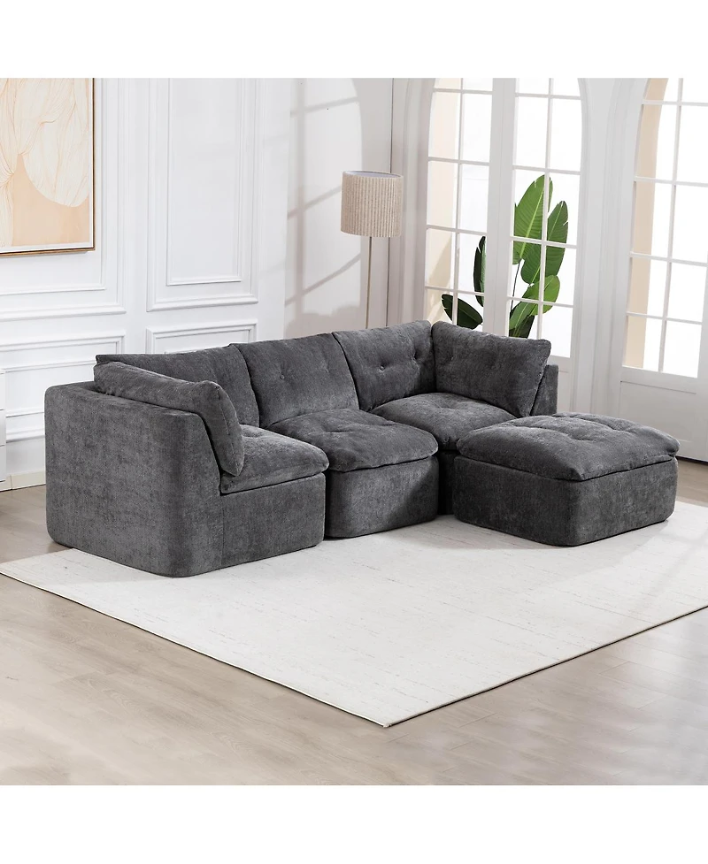 Streamdale Furniture Cloud Deep Seat L-Shape Modular Chenille Sofa