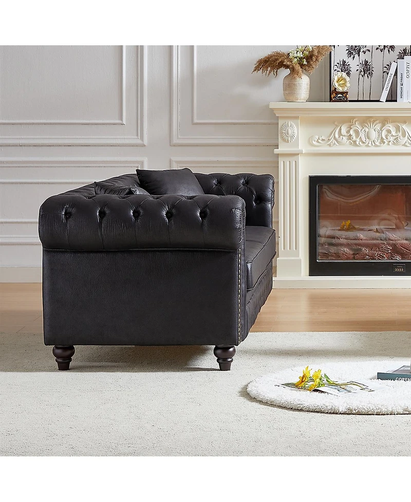 Streamdale Furniture Tech Fabric Chesterfield Sofa, 3-Seater, Rolled Arms, Button Design