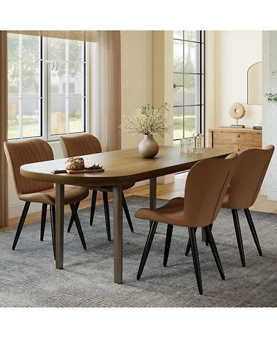 Streamdale Furniture 4 Modern Pu Leather Dining Chairs with Metal Legs