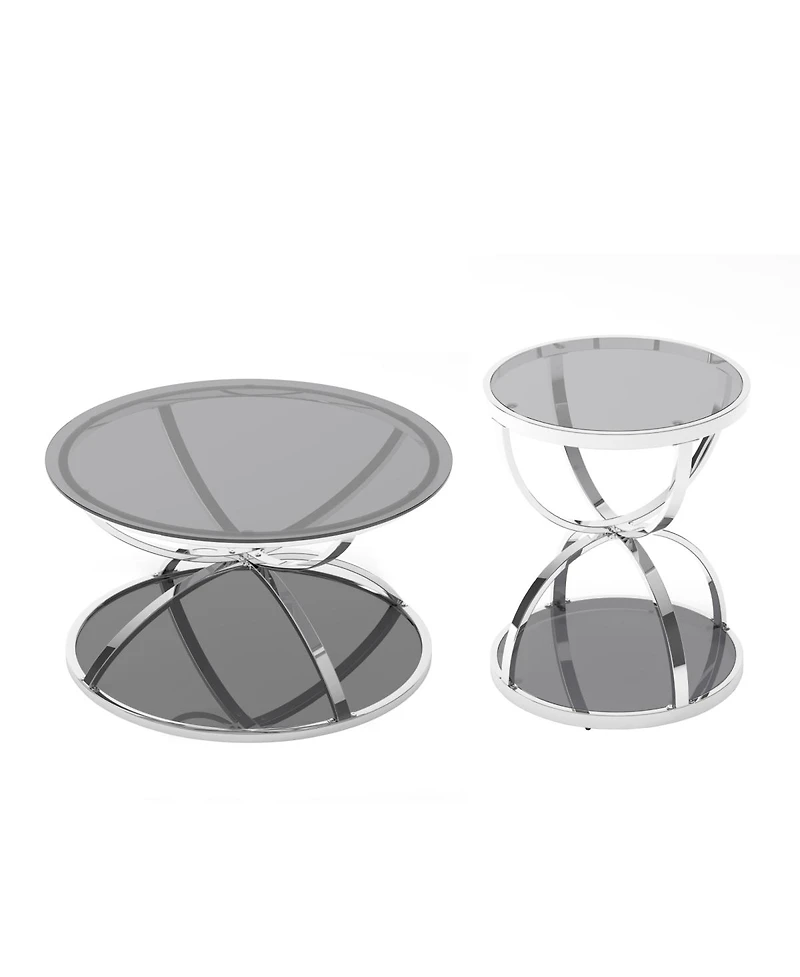 Streamdale Furniture Modern 2-Tier Glass Coffee Table Set
