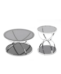 Streamdale Furniture Modern 2-Tier Glass Coffee Table Set