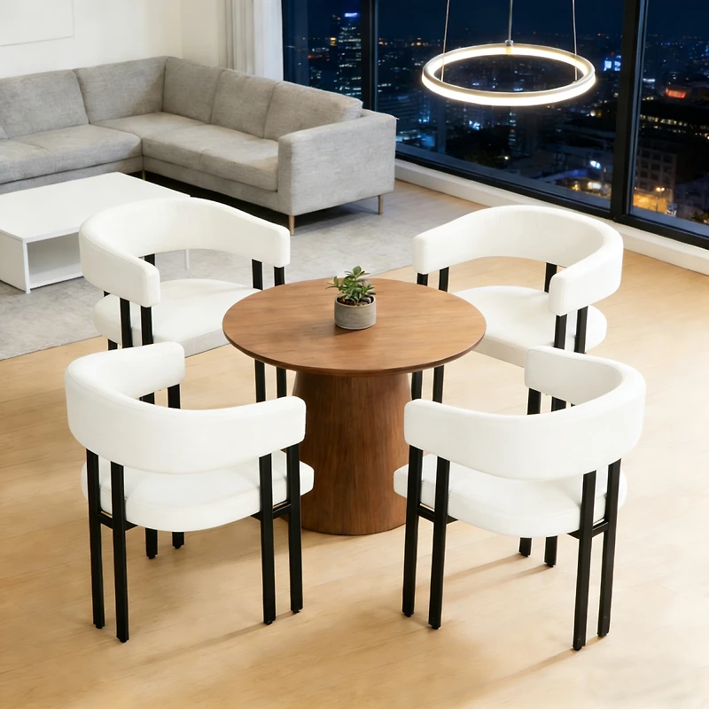 Streamdale Furniture Set of 2 Faux Leather Barrel Dining Chairs