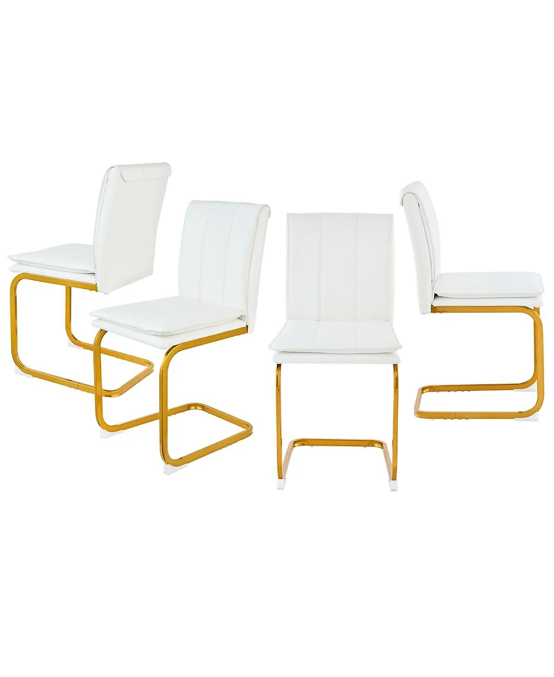 Streamdale Furniture Pu Leather Dining Chairs Set of 4 with Metal Legs