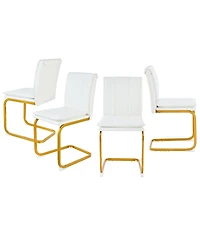 Streamdale Furniture Pu Leather Dining Chairs Set of 4 with Metal Legs