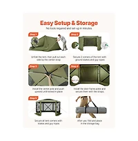 Sugift Pop up Gazebo Screen Tent 12 x 12 ft Large 6-Sided Camping Canopy Tent with Removable Top