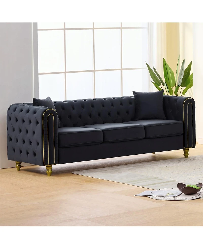 Streamdale Furniture 86" Modern Velvet 3-Seater Loveseat Sofa