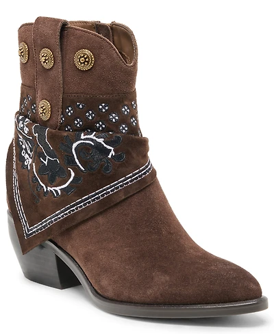 Dolce Vita Women's Mekala Scarf Cuff Embroidered Western Booties