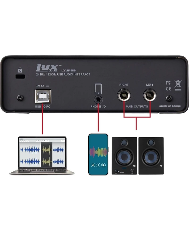 LyxJam 2x2 Usb Audio Interface Home Studio Bundle