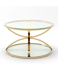 Streamdale Furniture Modern Glass 2-Tier Round Coffee Table